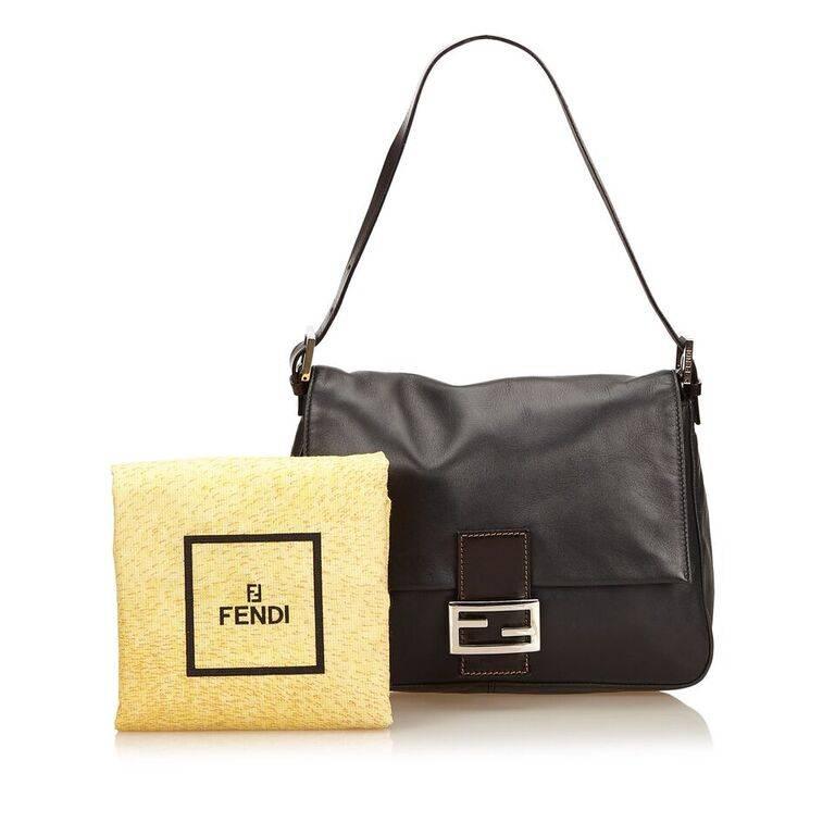 Black Fendi Leather Baguette Shoulder Bag 4