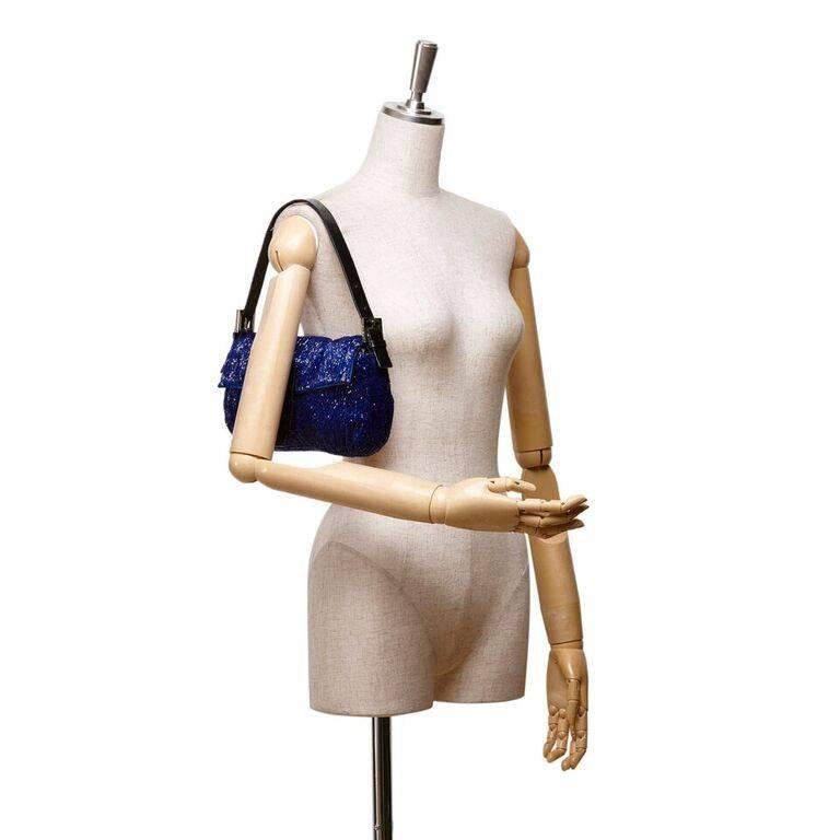 Women's Blue Fendi Beaded Baguette Bag