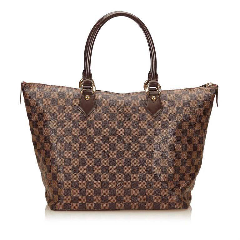 Brown Louis Vuitton Damier Ebene Canvas Tote Bag For Sale at