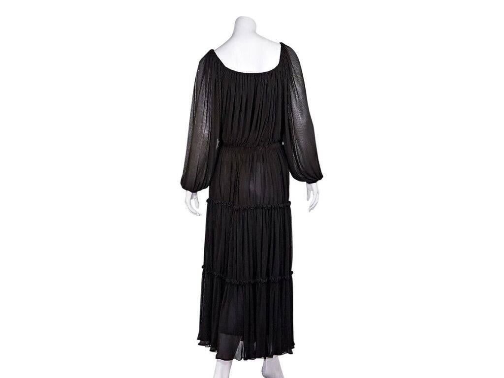 Black Brown Michael Kors Plissé Maxi Dress