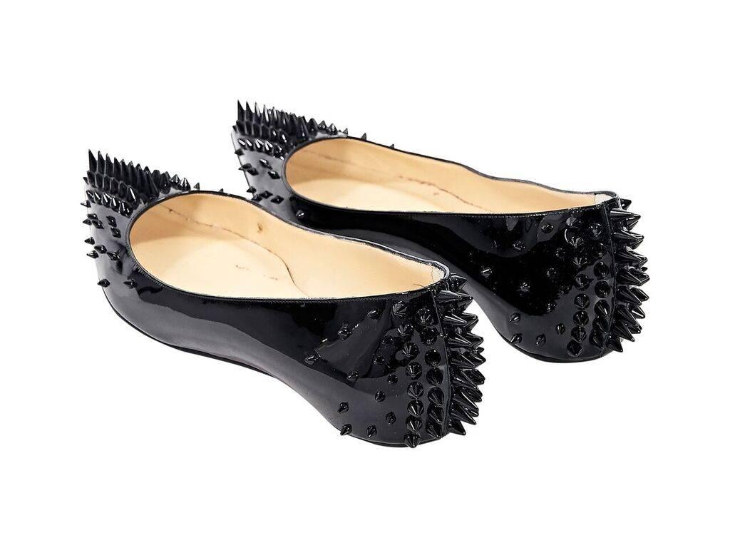 Black Christian Louboutin Spiked Pigalle Flats In Excellent Condition In New York, NY