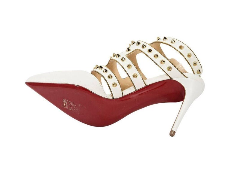 Cream Christian Louboutin Tchicaboum Studded Pumps For