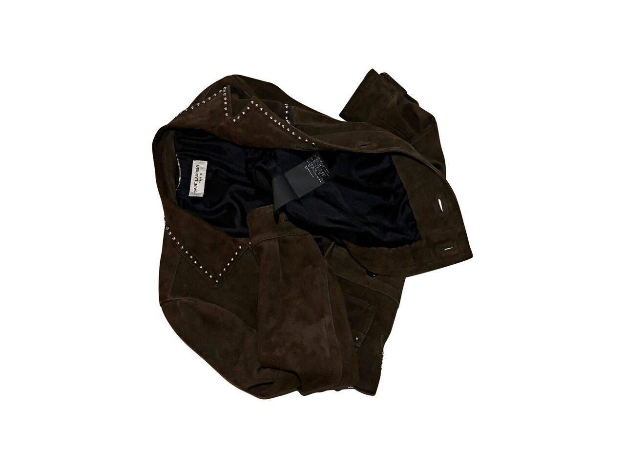 Black Brown Saint Laurent Studded Suede Jacket