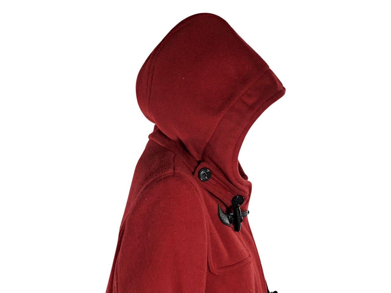 red hooded wool coat