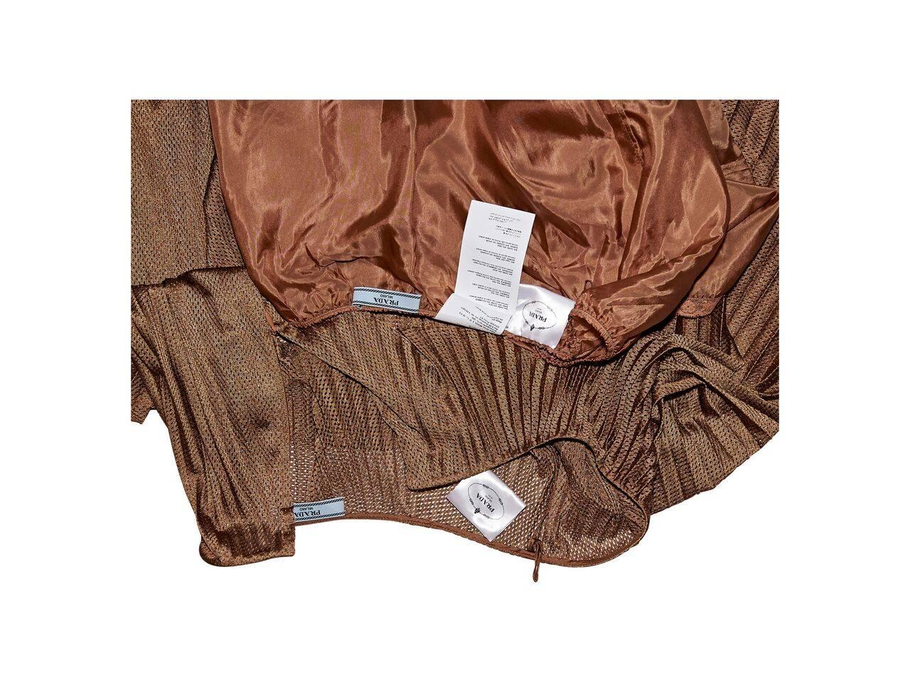 Brown Copper Prada Perforated Nylon Skirt