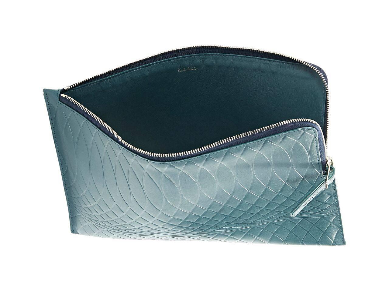 Blue Teal Paul Smith Leather Embossed Pouch