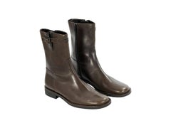Brown Chanel Leather Mid-Calf Boots