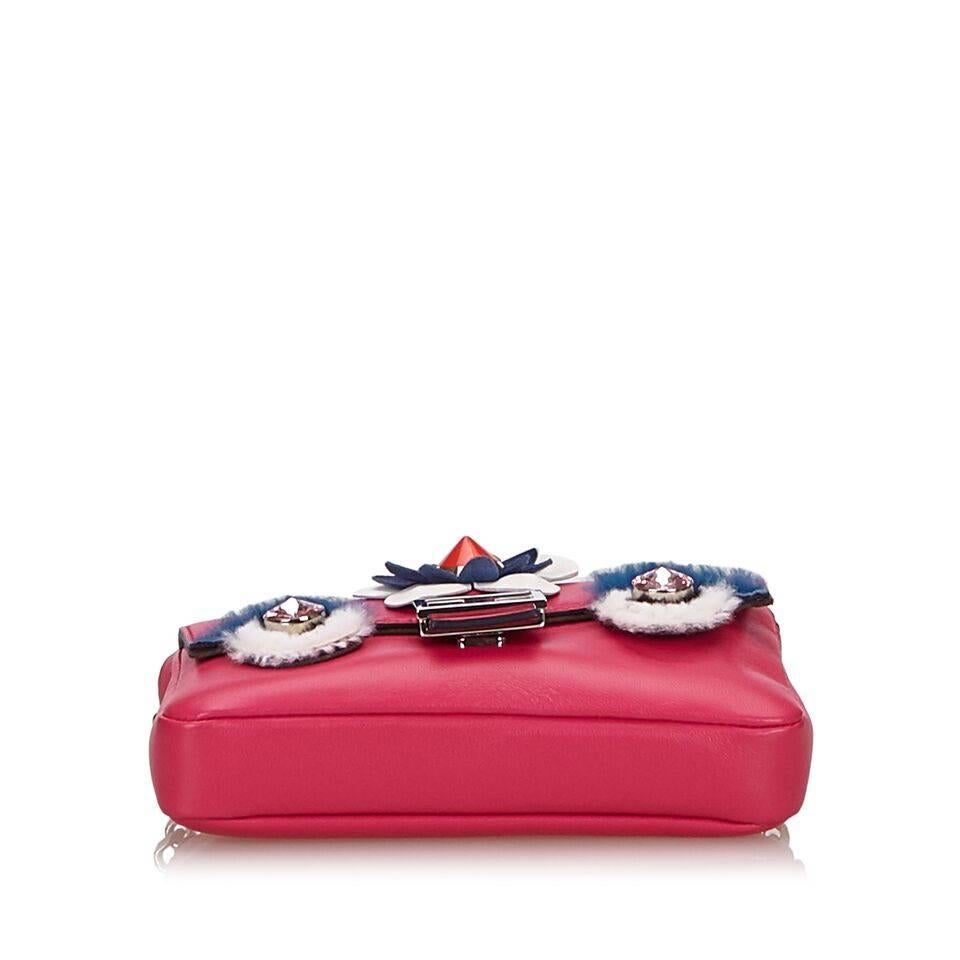 Women's Pink Fendi Monster Micro-Baguette Bag