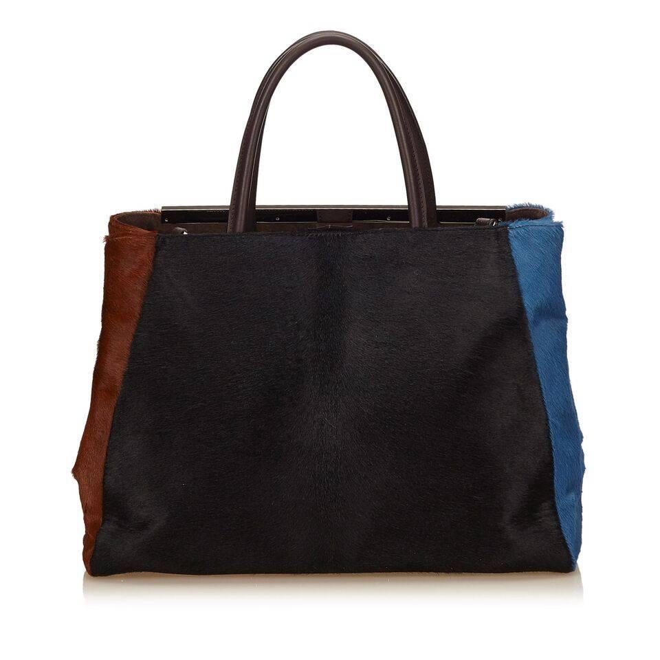 Multicolor Fendi 2Jours Pony Hair Tote Bag In Excellent Condition In New York, NY