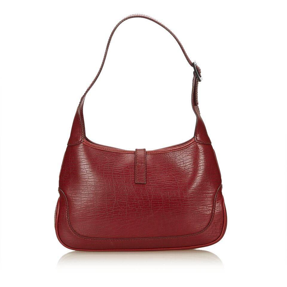 Red Gucci Leather Shoulder Bag In Good Condition In New York, NY