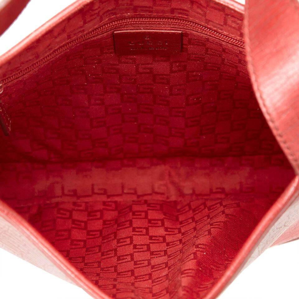 Red Gucci Leather Shoulder Bag 1