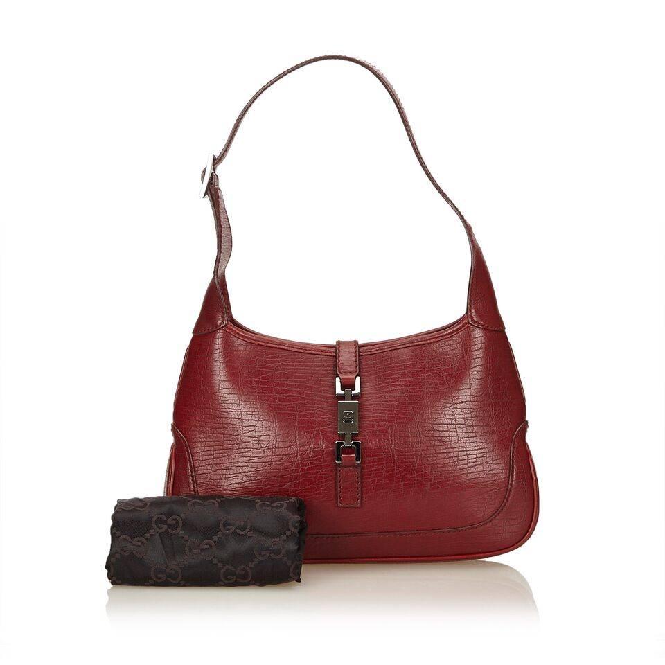 Red Gucci Leather Shoulder Bag 5
