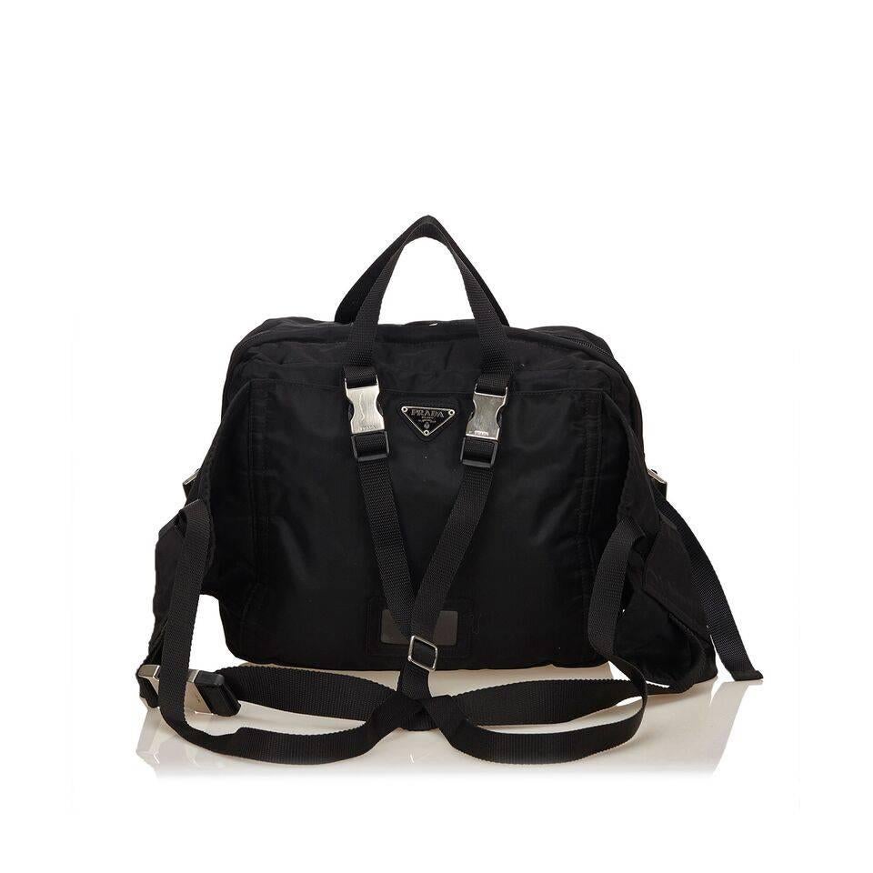 Black Prada Nylon Convertible Bag In Excellent Condition In New York, NY
