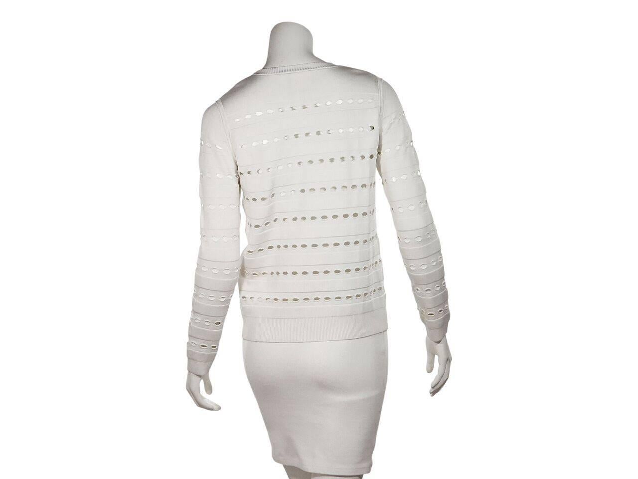 Gray Herve Leger White Cutout Sweater