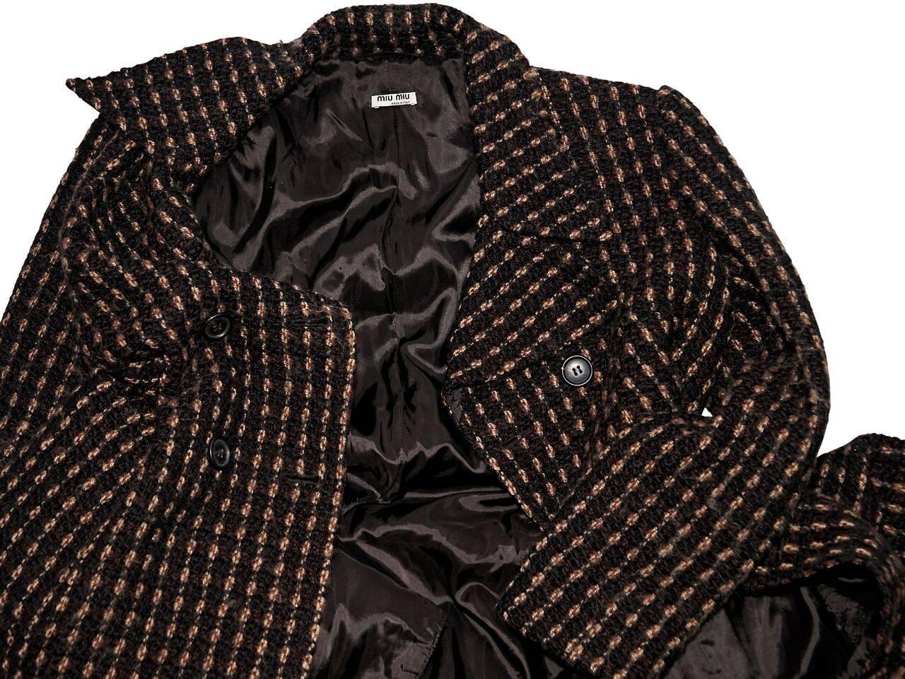 Brown Miu Miu Check Wool Coat In Excellent Condition In New York, NY