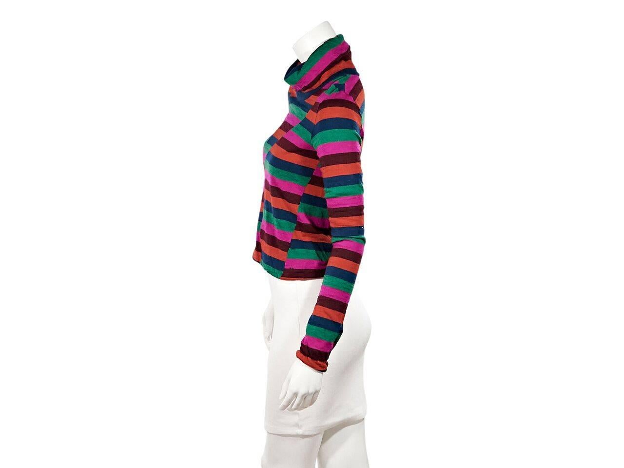 Product details:  Multicolor striped turtleneck sweater by Louis Vuitton.  Long sleeves.  Pullover style.  Label size FR 38.
Condition: Pre-owned. Very good.
Est. Retail $ 998.00