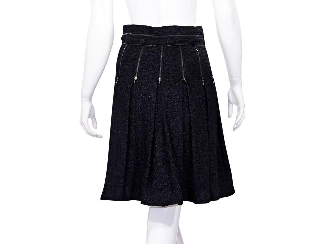 Black Chanel Navy Blue Pleated Skirt