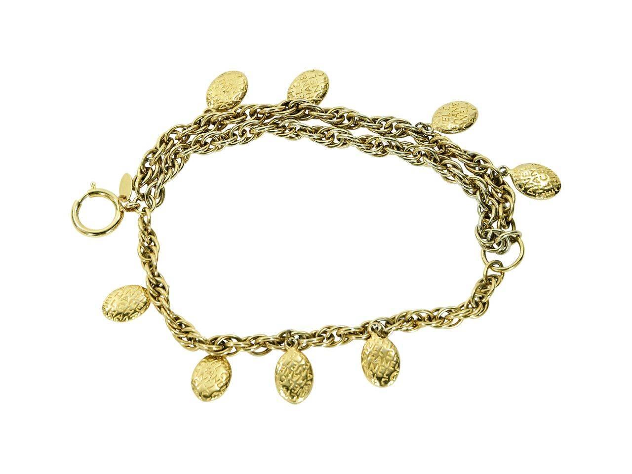 Goldtone Vintage Chanel Charm Bracelet In Excellent Condition In New York, NY