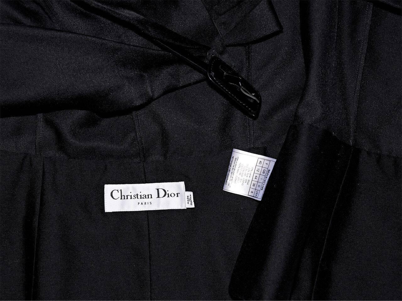 Black Christian Dior Wool/Silk Belted Top In Excellent Condition In New York, NY