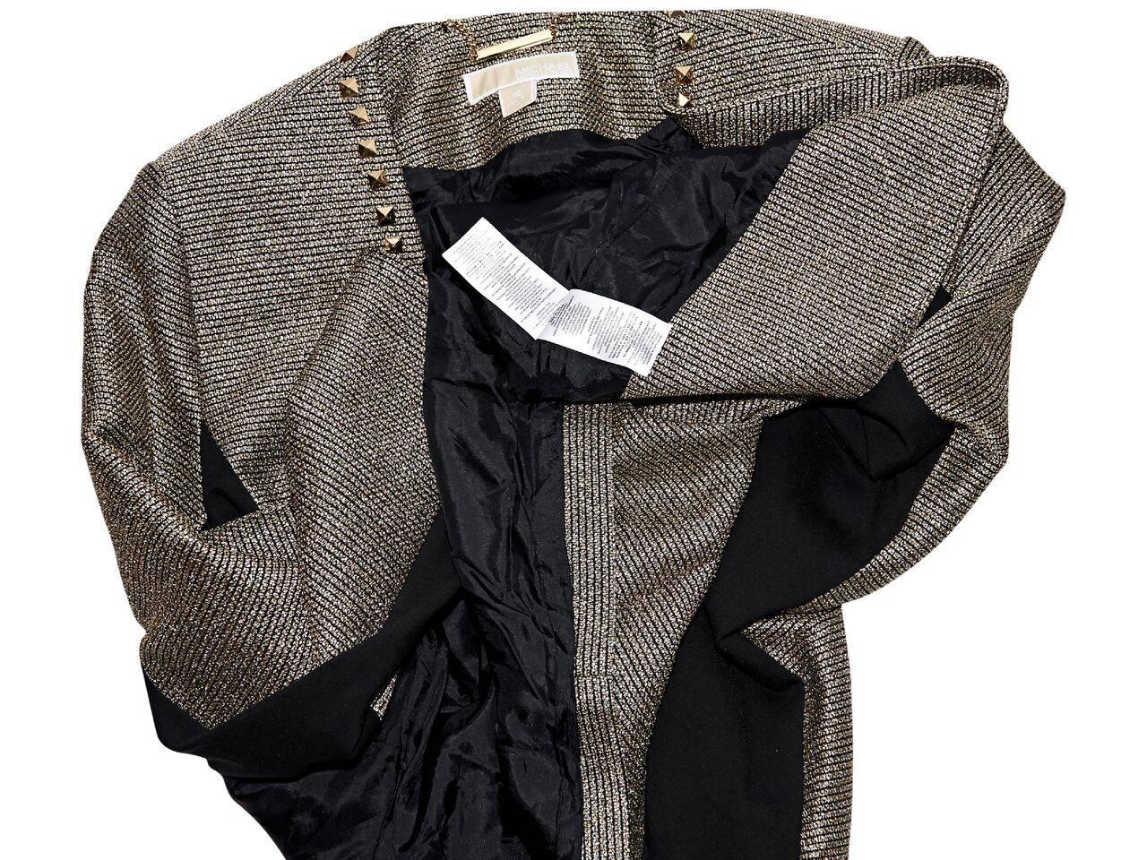 Gold & Black Michael Michael Kors Studded Blazer In Excellent Condition In New York, NY