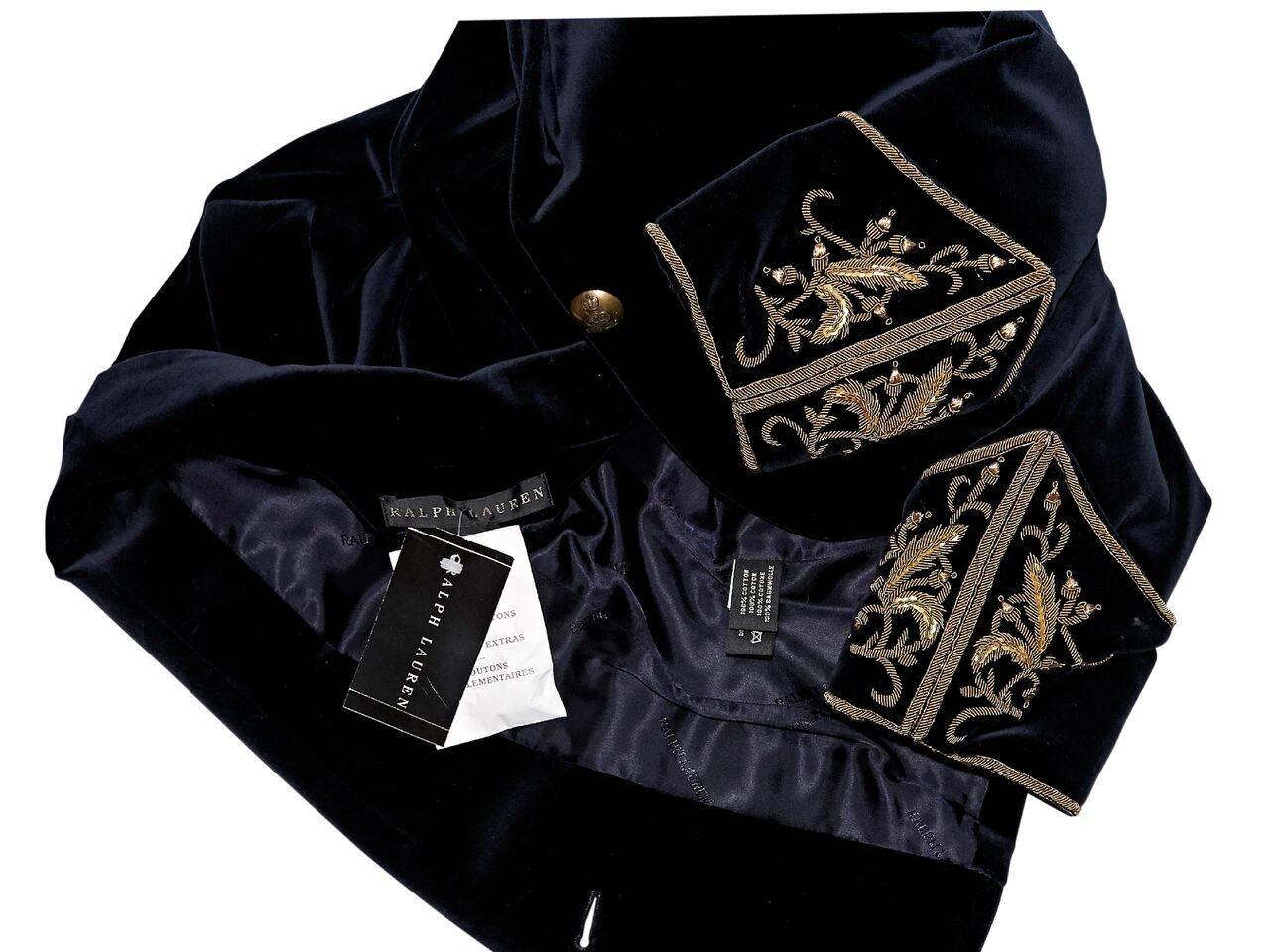 Black Navy Blue & Gold Ralph Lauren Velvet Blazer