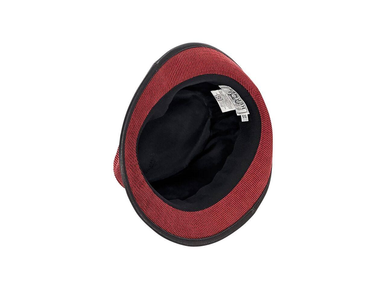 Brown Red & Black Hermes Corduroy Trilby Hat