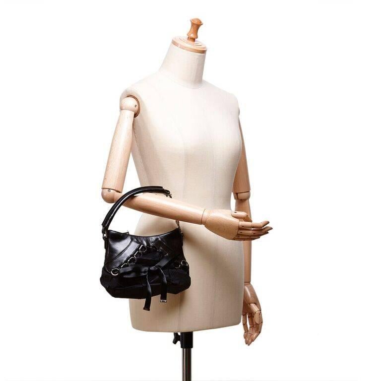 Christian Dior Black Leather and Nylon Corset Shoulder Bag 2