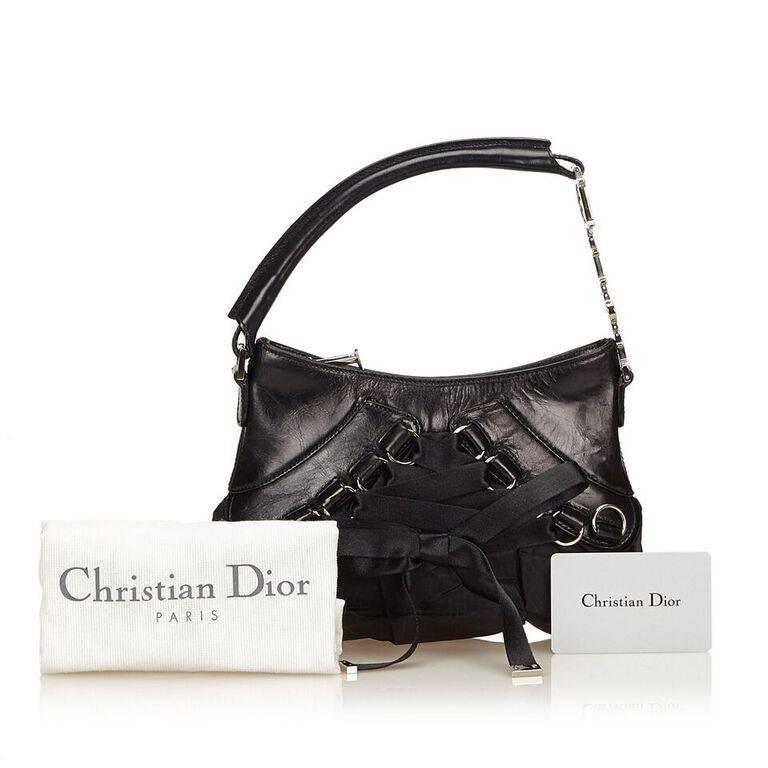Christian Dior Black Leather and Nylon Corset Shoulder Bag 3