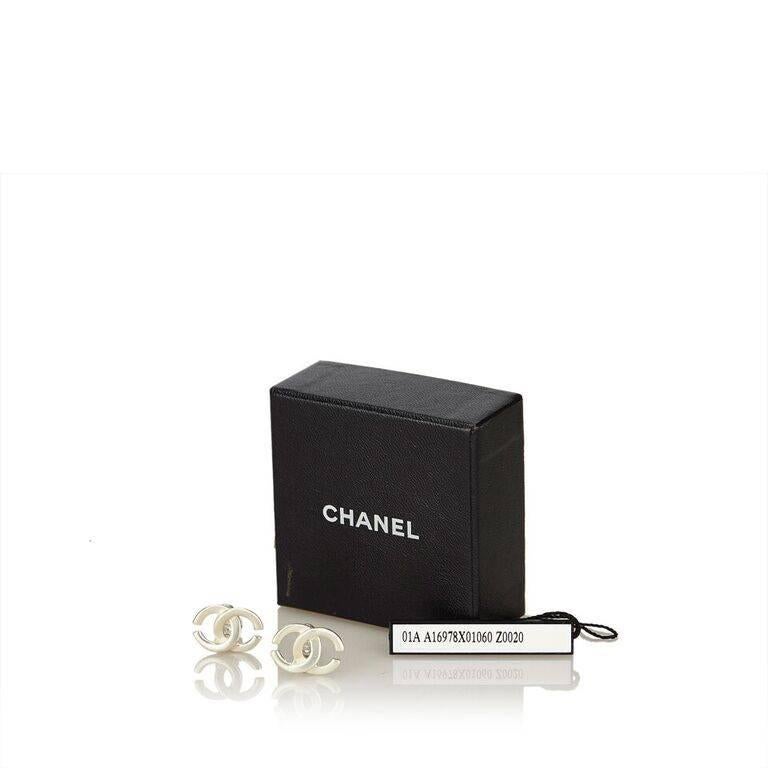 Women's Chanel Silver Logo Clip-On Earrings