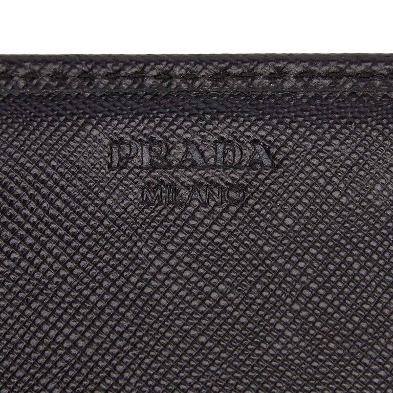 Black Prada Saffiano Leather Long Wallet In Fair Condition In New York, NY