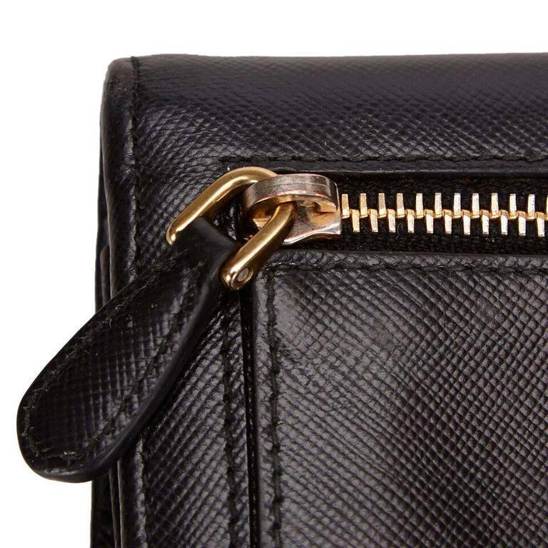Women's Black Prada Saffiano Leather Long Wallet