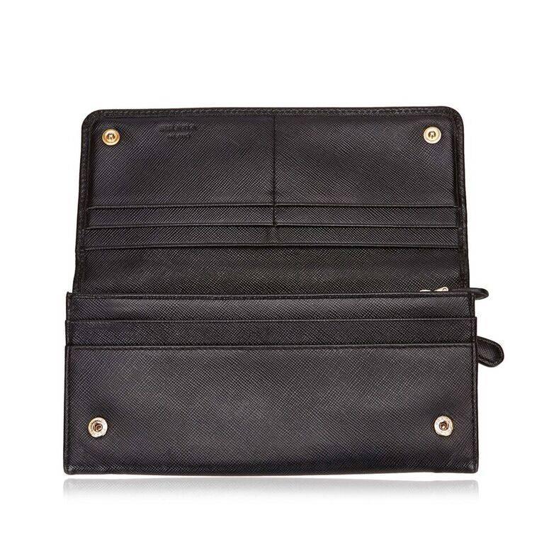 Black Prada Saffiano Leather Long Wallet 1