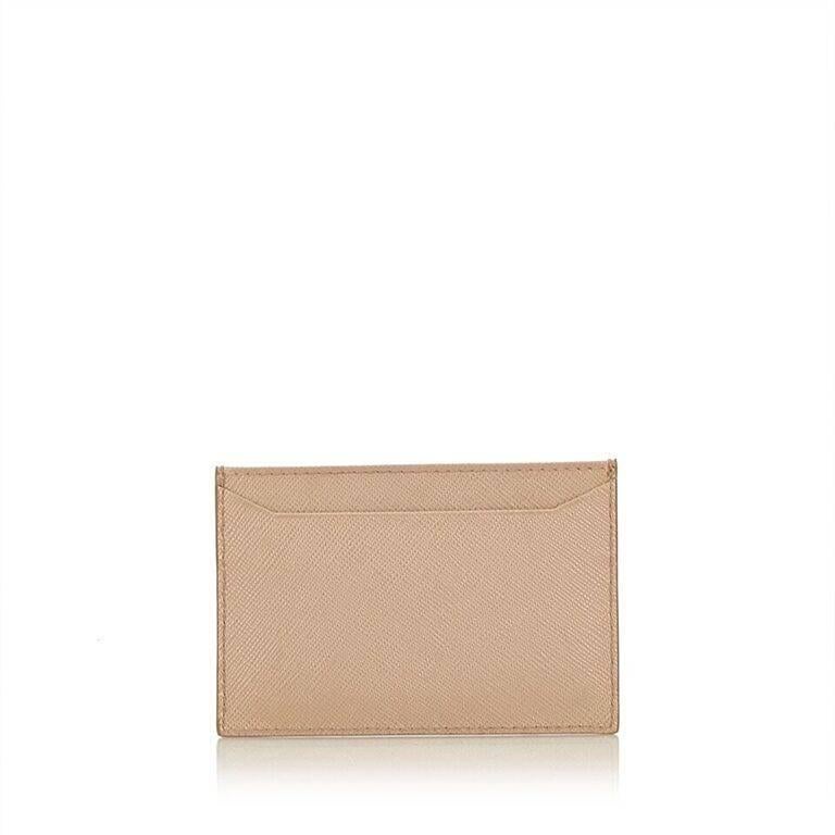 Beige Nude Prada Saffiano Leather Card Case