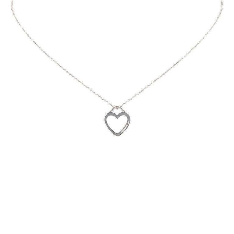 Sterling Silver Tiffany & Co. Open Heart Pendant Necklace