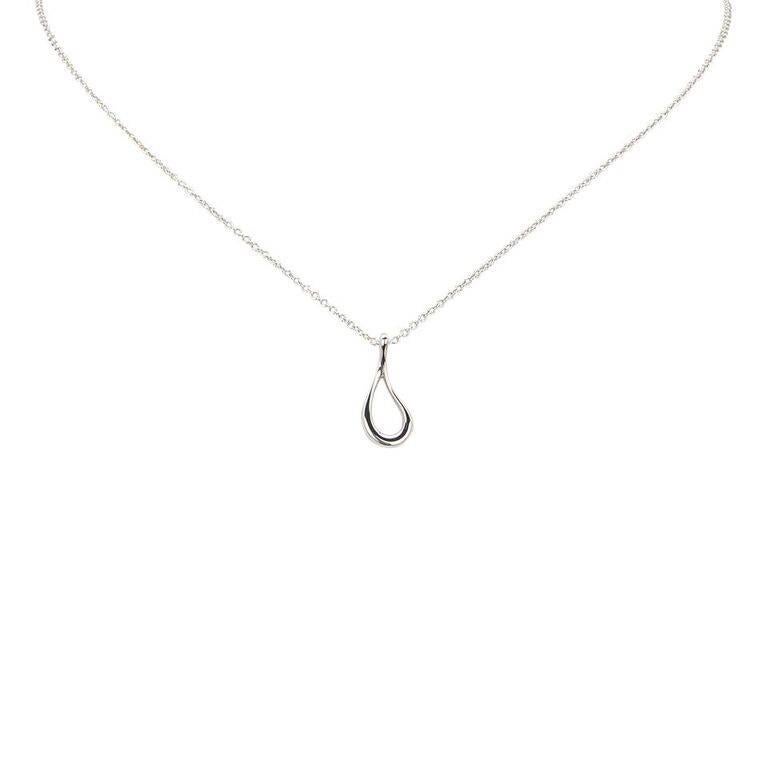 Sterling Silver Tiffany & Co. Open Teardrop Pendant Necklace