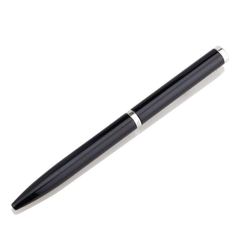 Product details:  Black lacquer retractable pen by Tiffany & Co.  T-clip.  Sterling silver.  6