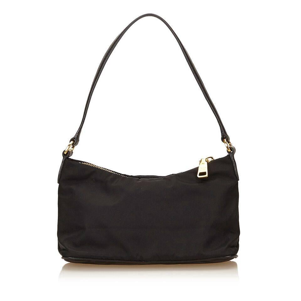 Black Prada Nylon Shoulder Bag In Good Condition In New York, NY