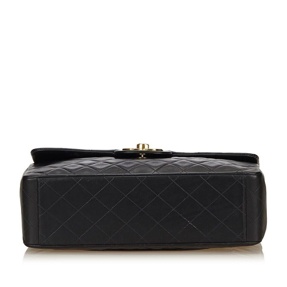 Women's Black Chanel Quilted Leather Maxi Classic Flap Bag