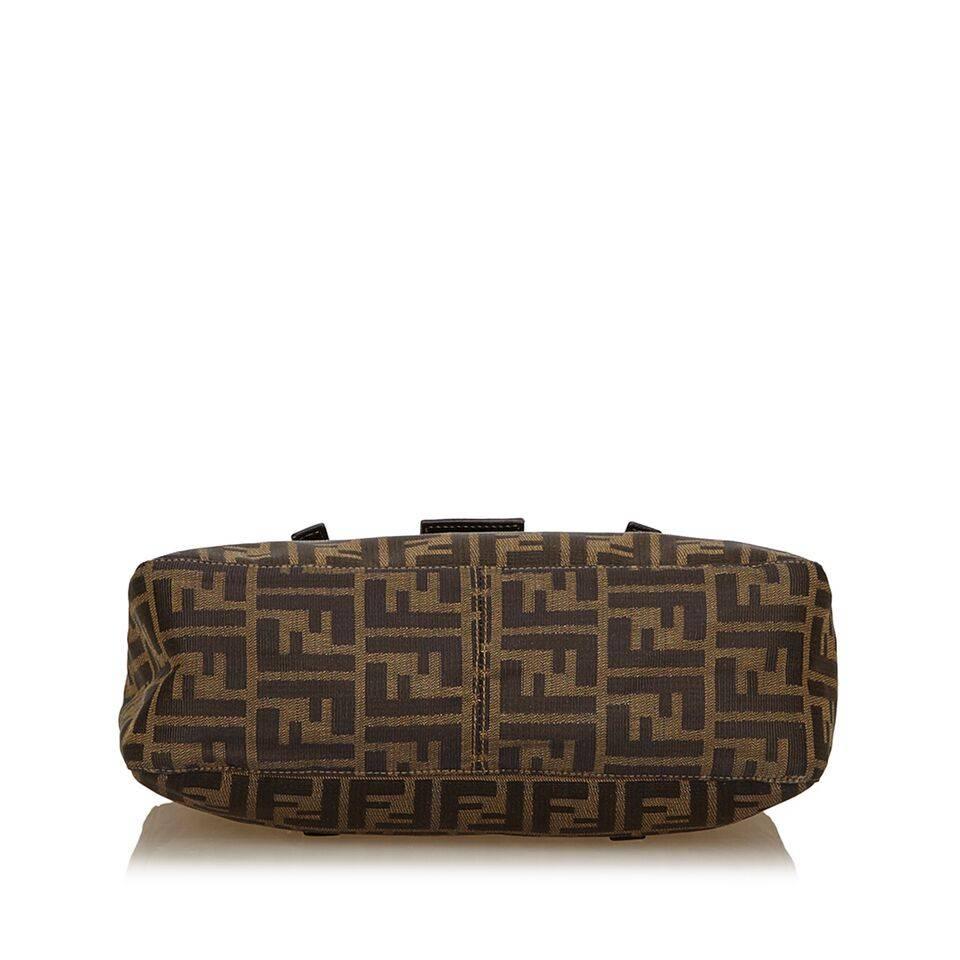 Brown Fendi Jacquard Zucca Shoulder Bag In Good Condition In New York, NY
