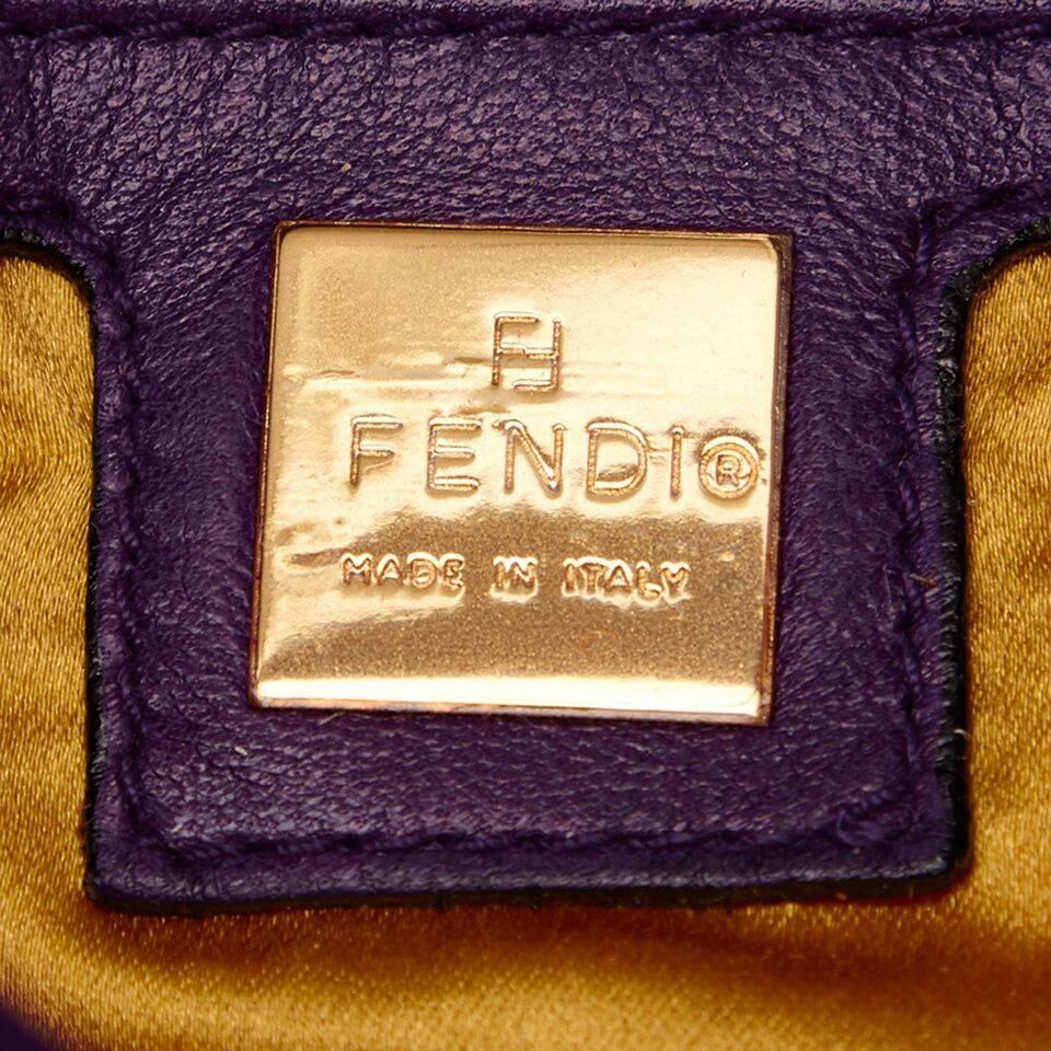 Purple Fendi Nubuck Leather Baguette Bag In Good Condition In New York, NY