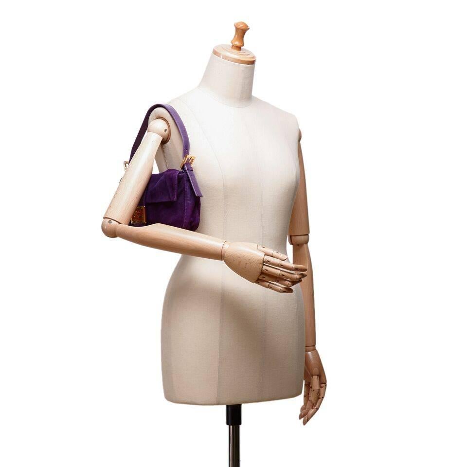 Purple Fendi Nubuck Leather Baguette Bag 2