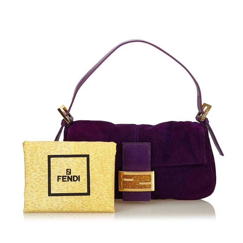 Purple Fendi Nubuck Leather Baguette Bag 3