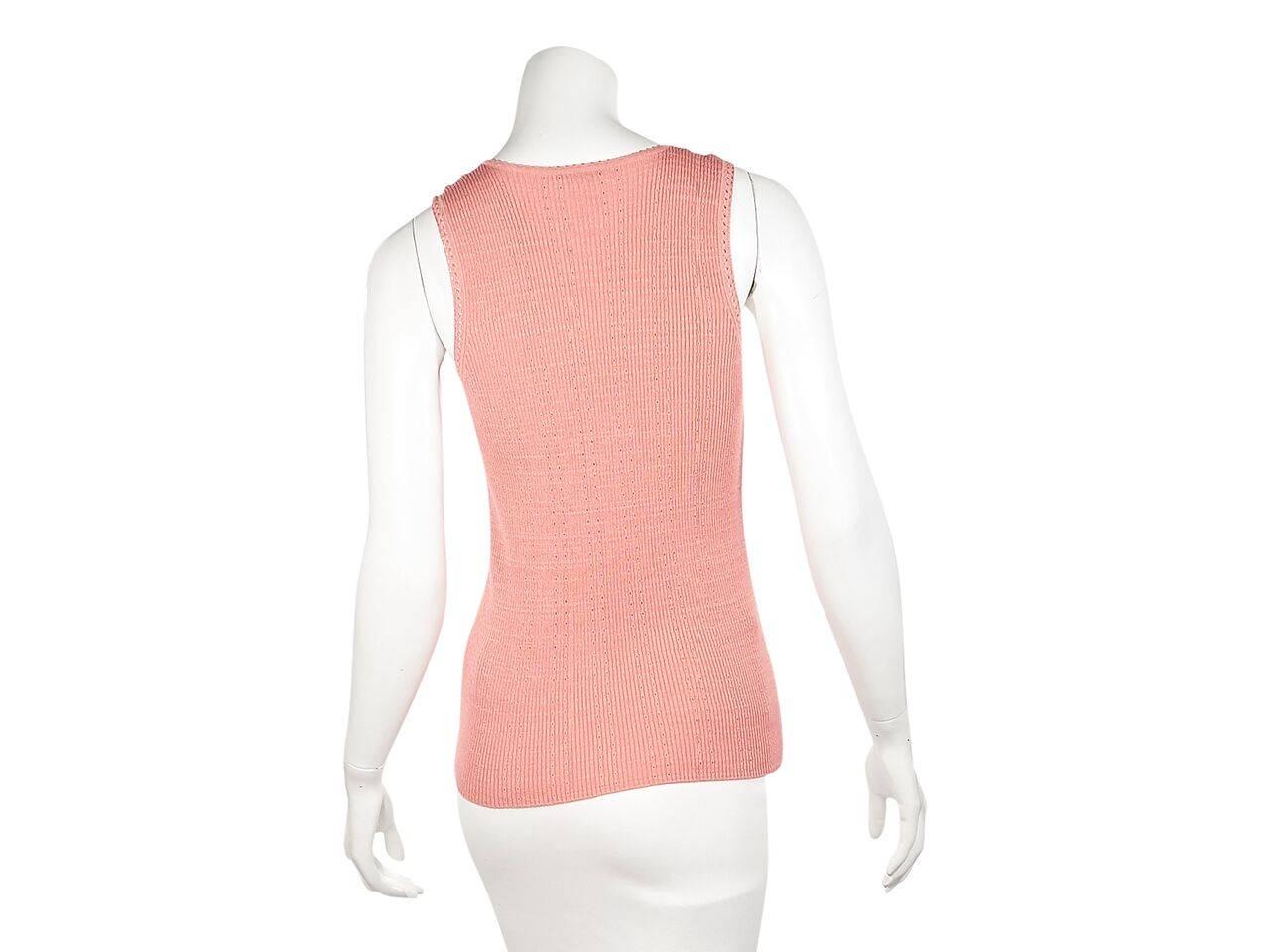 Pink Light Coral Chanel Cotton-Blend Knit Top