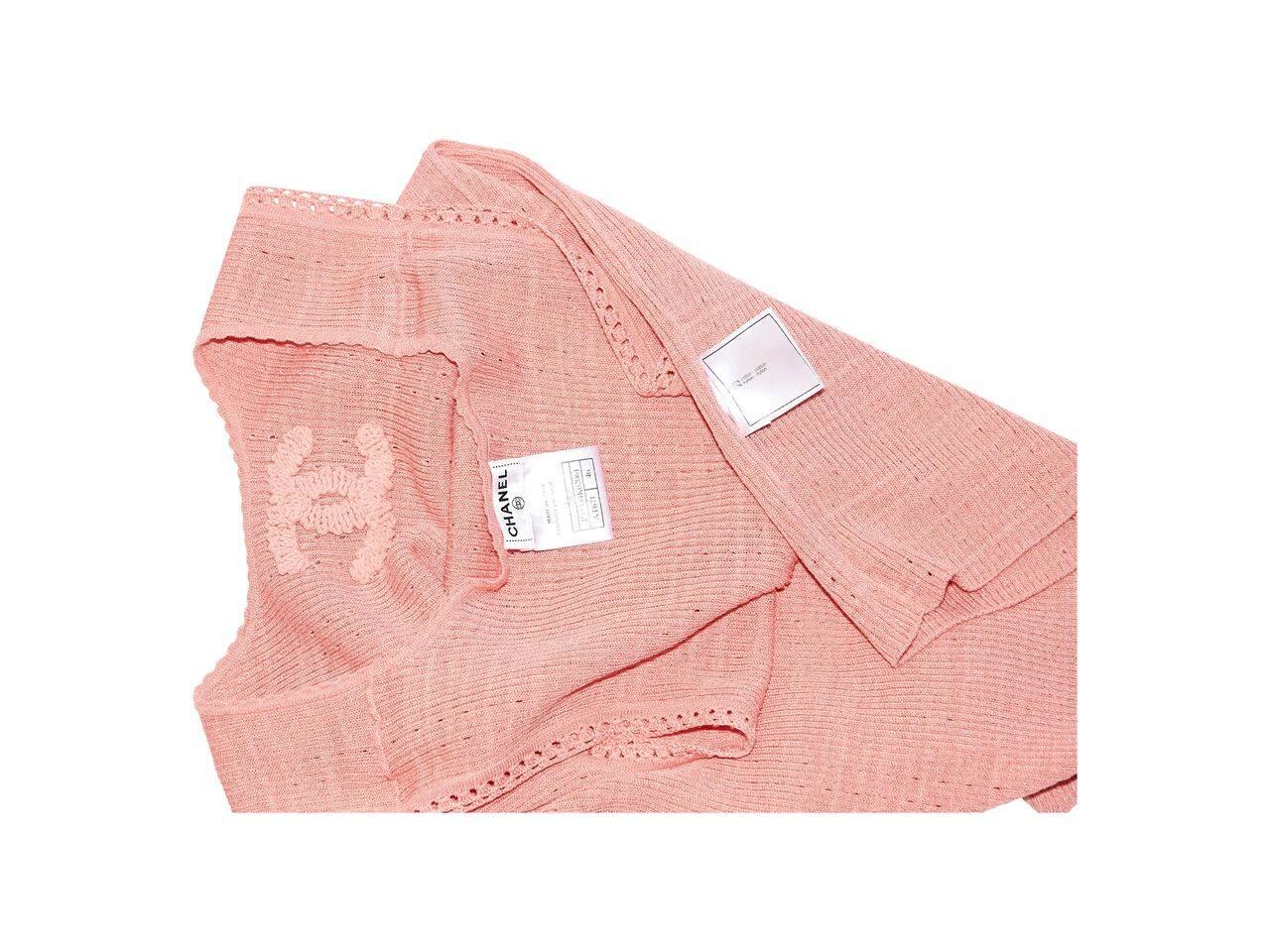 Light Coral Chanel Cotton-Blend Knit Top In Good Condition In New York, NY