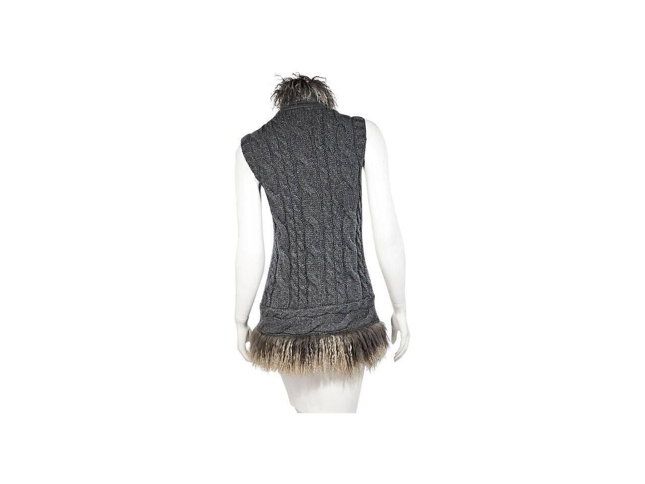 Black Grey Brunello Cucinelli Fur-Trimmed Cashmere Vest