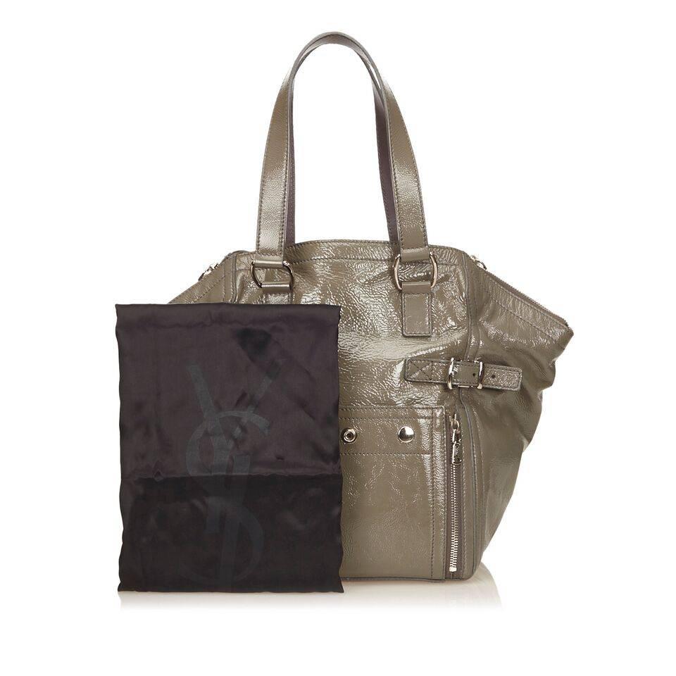 Yves Saint Laurent Olive Green Downtown Tote Bag 1