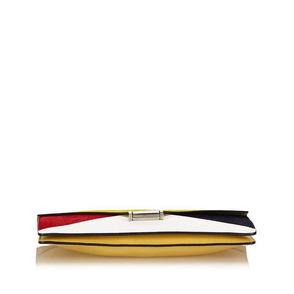 Celine Multicolor Diamond Leather and Suede Clutch In Good Condition In New York, NY