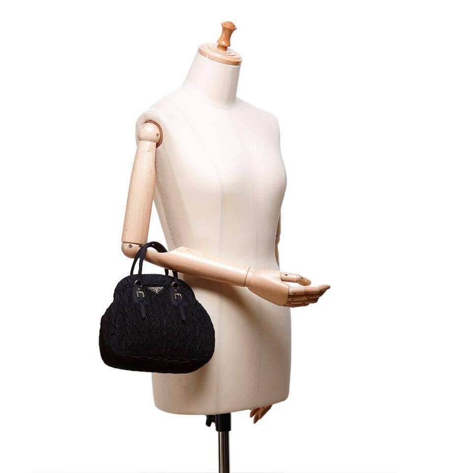 Prada Black Gathered Nylon Handbag 3