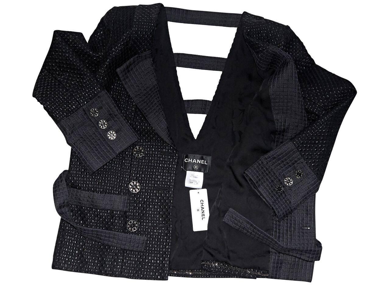 Chanel Black Lattice Double-Breasted Jacket 1