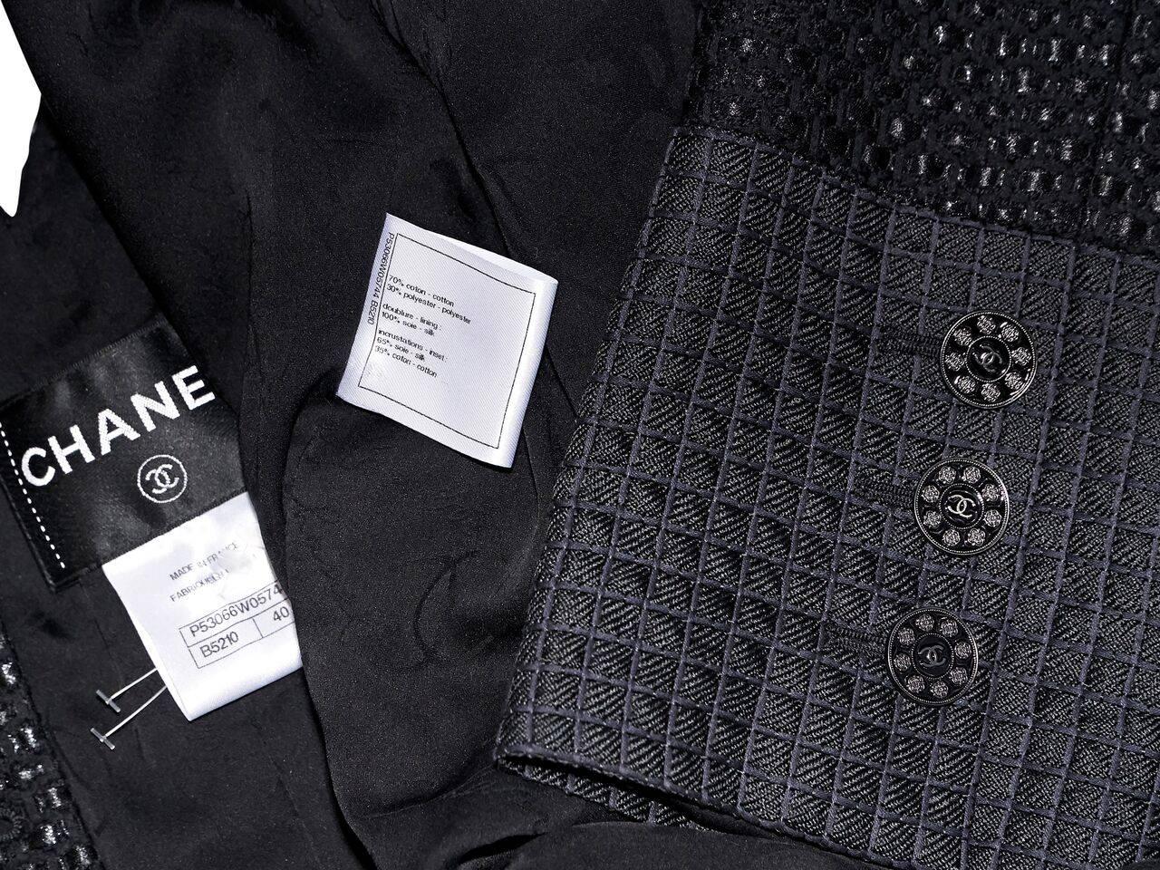 Chanel Black Lattice Double-Breasted Jacket 2